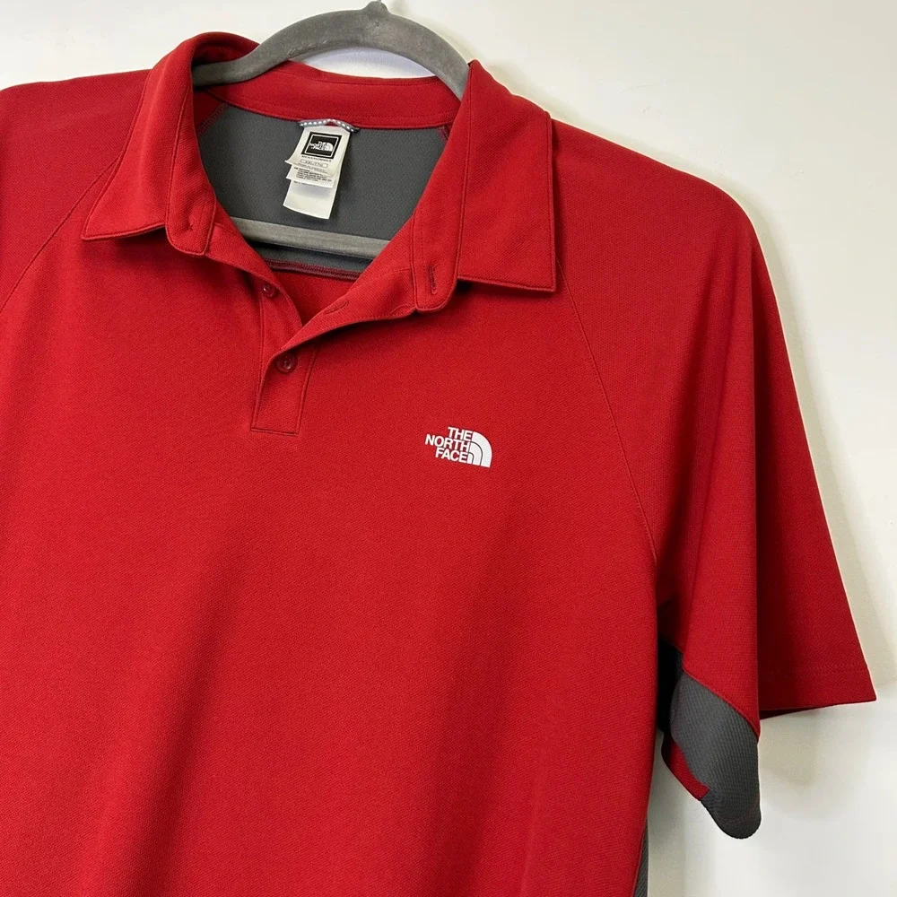 North Face Red Vapor Wick Performance Polo Shirt Men's XXL Collared Short Sleeve
